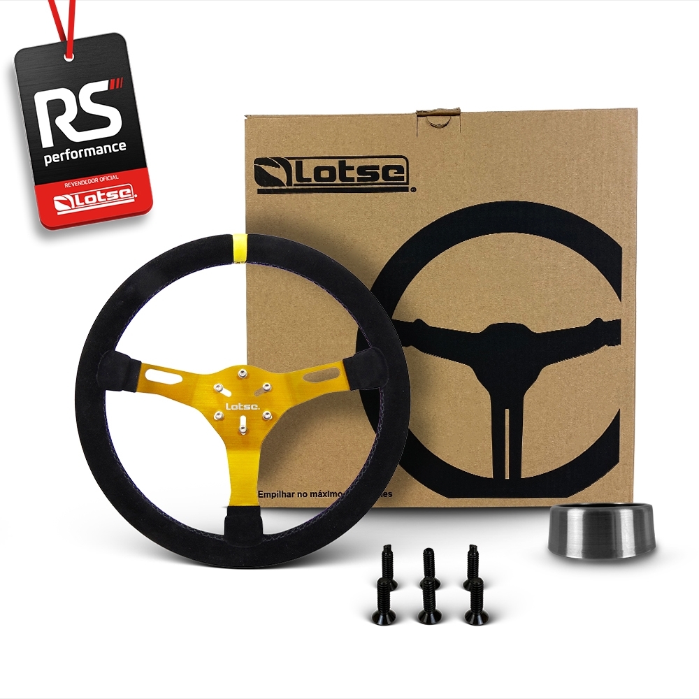 Volante Esportivo Lotse Velox Em Camurça + Cubo De Alumínio