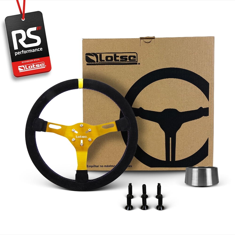 Volante Esportivo Lotse Velox Em Camurça + Cubo De Alumínio