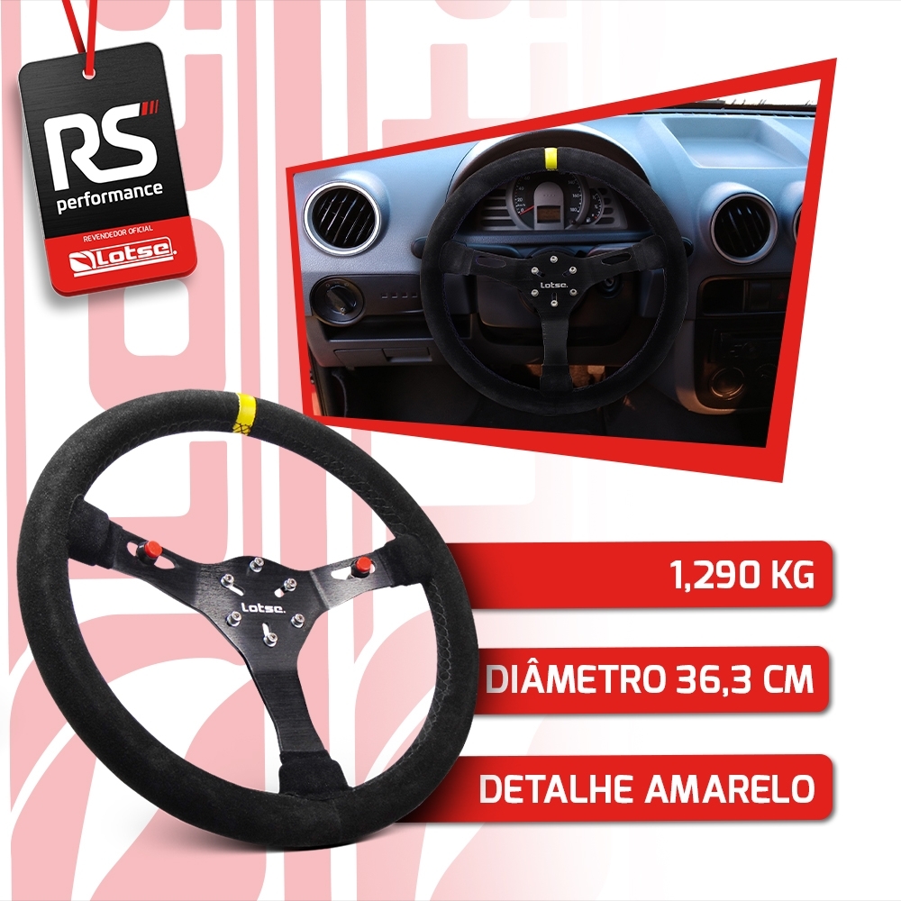 Volante Esportivo Lotse Velox Em Camurça + Cubo De Alumínio