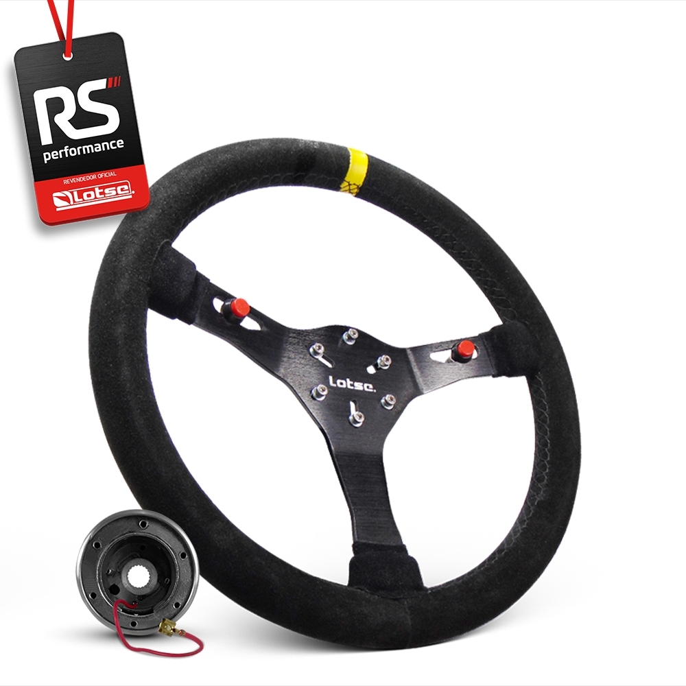 Volante Esportivo Lotse Velox Em Camurça + Cubo De Alumínio