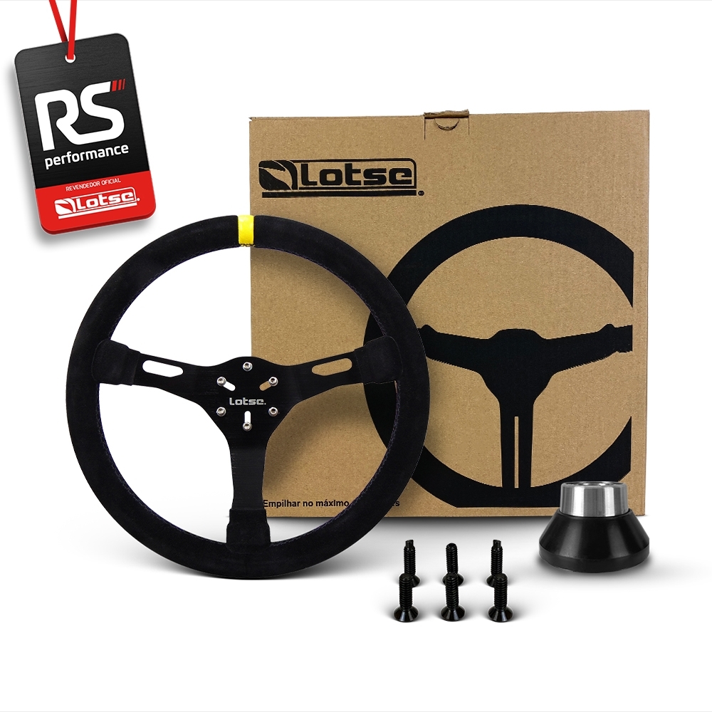 Volante Esportivo Lotse Velox Em Camurça + Cubo De Alumínio