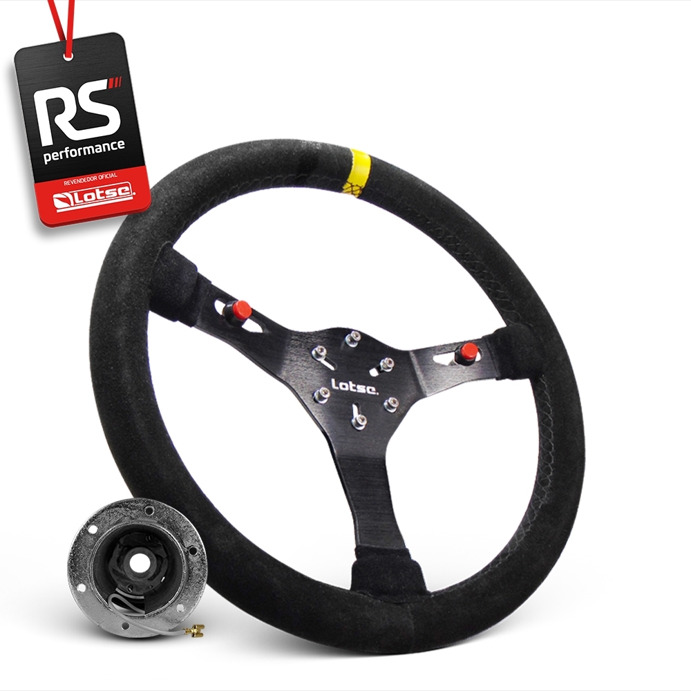 Volante Esportivo Lotse Velox Em Camurça + Cubo De Alumínio