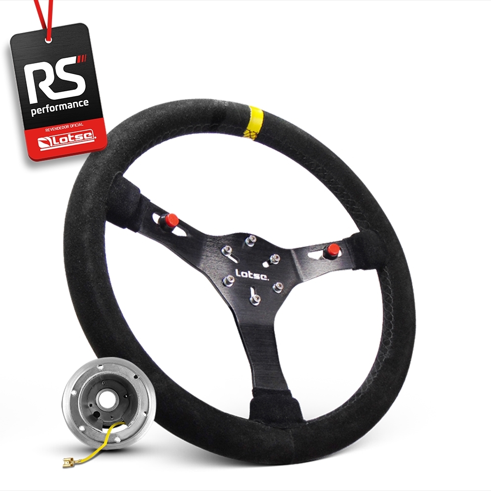 Volante Esportivo Lotse Velox Em Camurça + Cubo De Alumínio