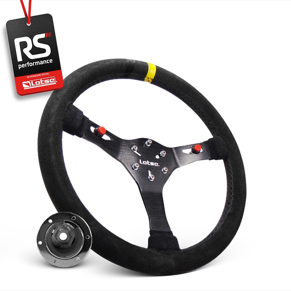 Volante Esportivo Lotse Velox Em Camurça + Cubo De Alumínio