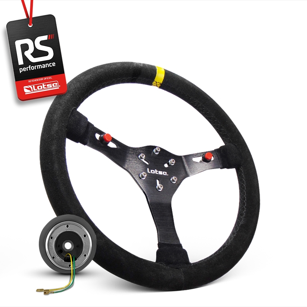 Volante Esportivo Lotse Velox Em Camurça + Cubo De Alumínio