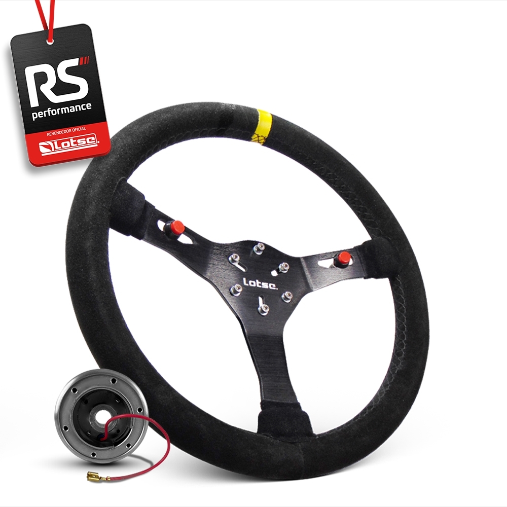 Volante Esportivo Lotse Velox Em Camurça + Cubo De Alumínio