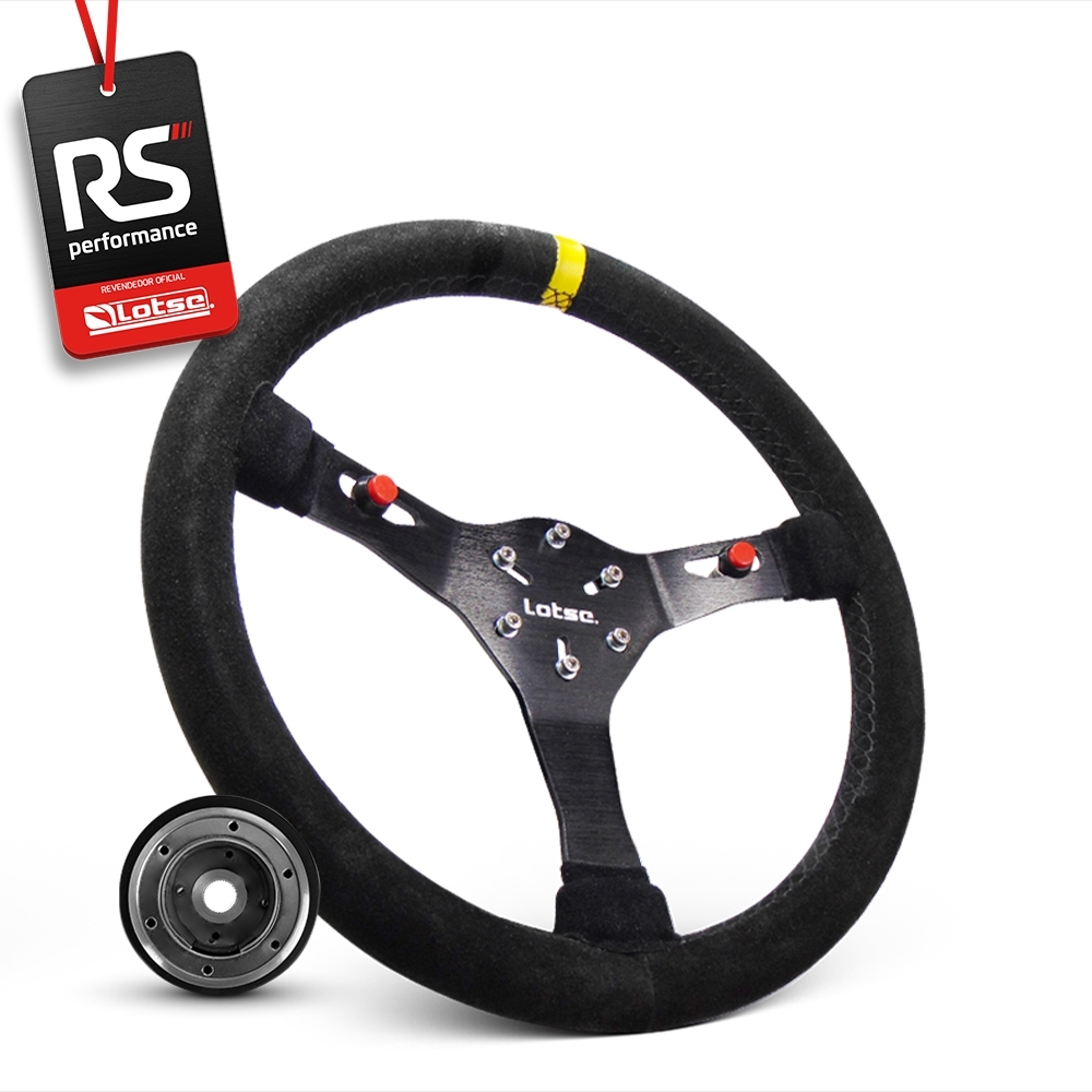 Volante Esportivo Lotse Velox Em Camurça + Cubo De Alumínio