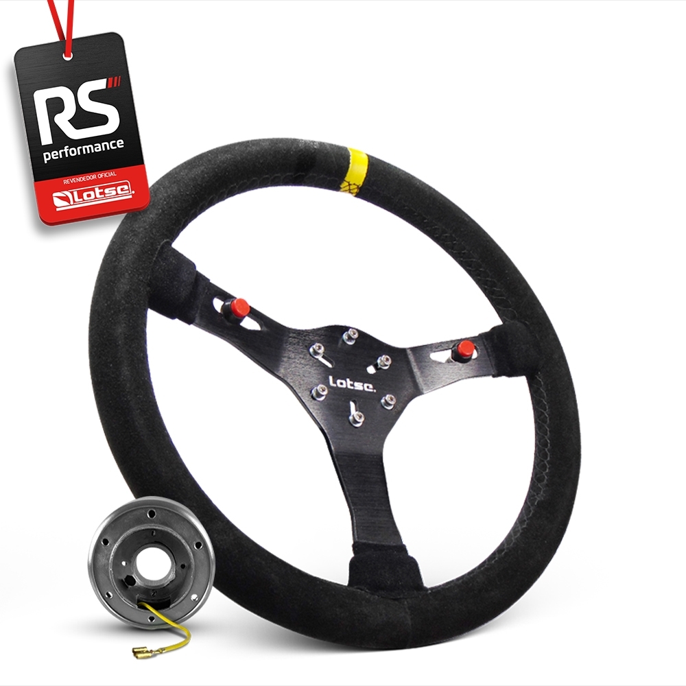 Volante Esportivo Lotse Velox Em Camurça + Cubo De Alumínio