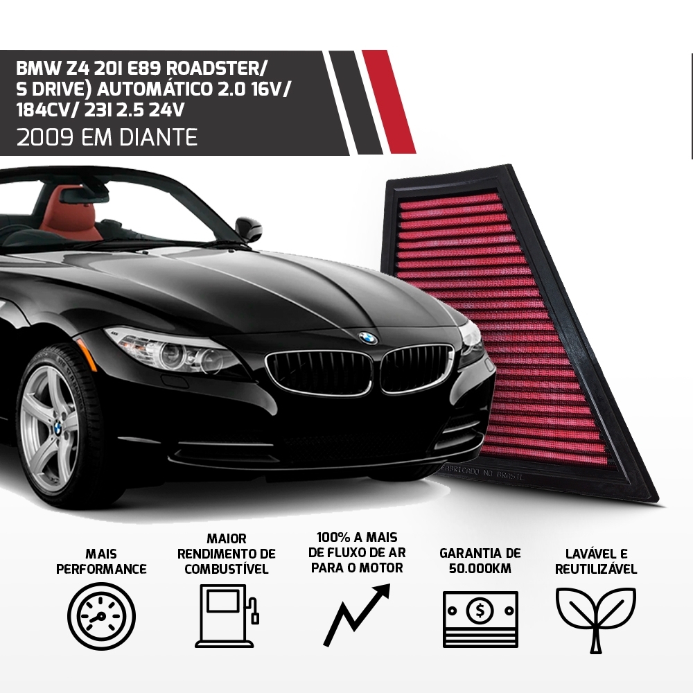 Filtro Esportivo Bmw Motor N20b20 F10 E89 E84 2009 Até 2017