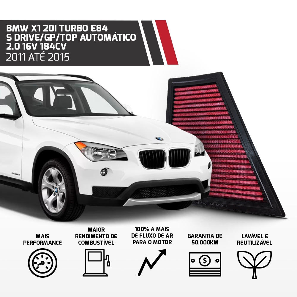 Filtro Esportivo Bmw Motor N20b20 F10 E89 E84 2009 Até 2017