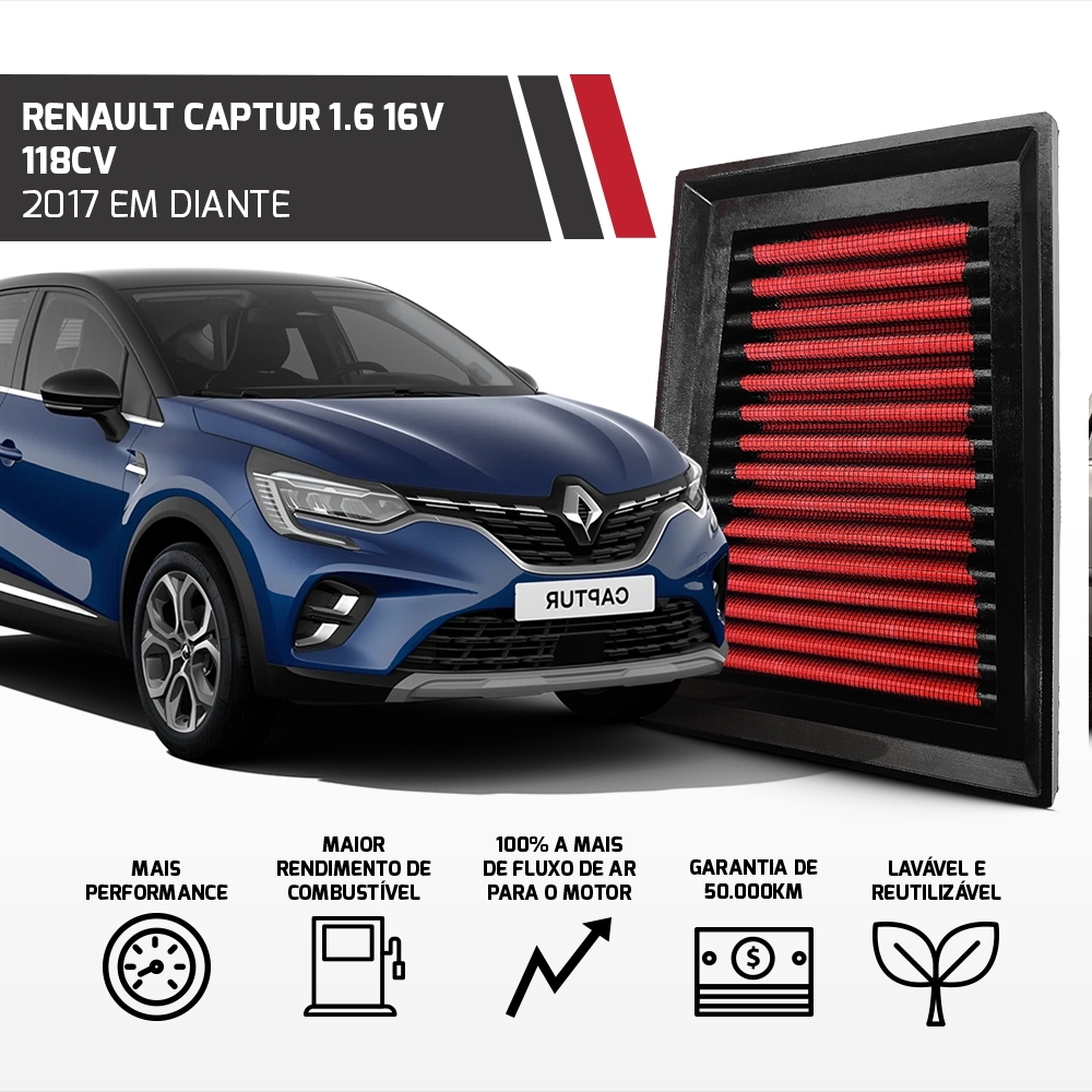 Filtro Esportivo Inbox Renault 1.6 16v 2.0 1998 Em Diante