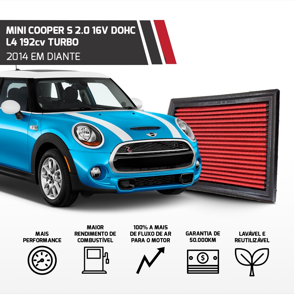 Filtro Esportivo Inbox Bmw B48 (F56 F39 F48) 2014 Em Diante E Mini Cooper 1.2 / 1.5 / 2.0