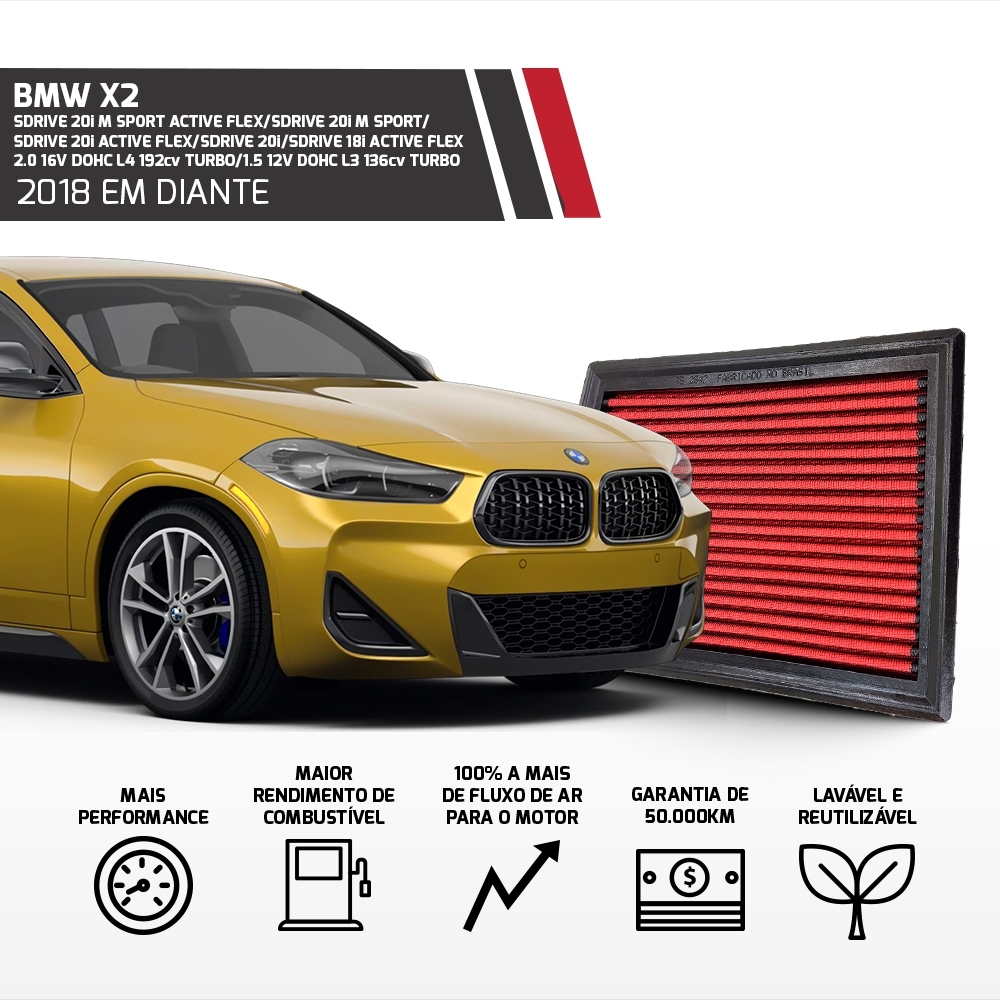 Filtro Esportivo Inbox Bmw B48 (F56 F39 F48) 2014 Em Diante E Mini Cooper 1.2 / 1.5 / 2.0