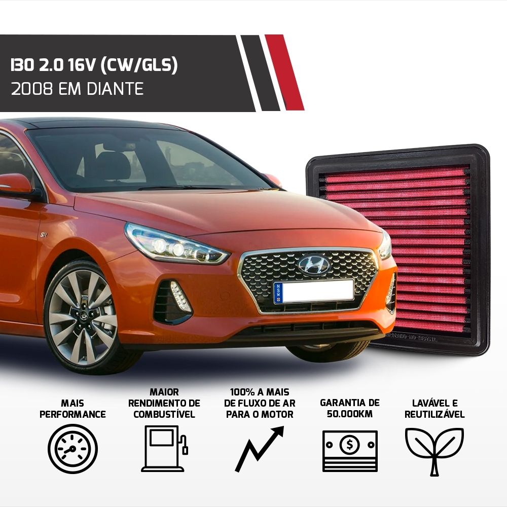 Filtro de Ar Esportivo Inbox para Hyundai I30 2.0  2008 em diante - Kia Cerato 1.6 / 2.0 2009 até 2012