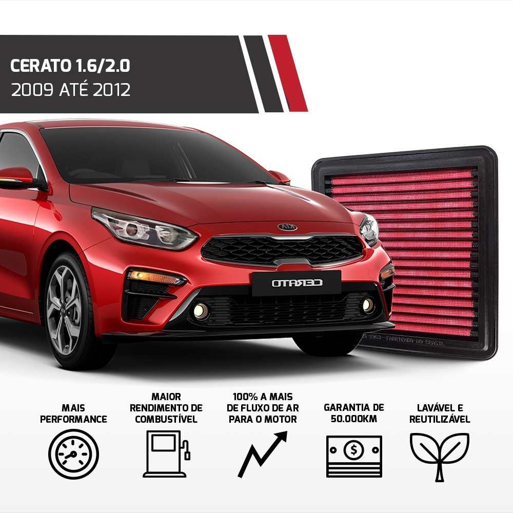 Filtro de Ar Esportivo Inbox para Hyundai I30 2.0  2008 em diante - Kia Cerato 1.6 / 2.0 2009 até 2012