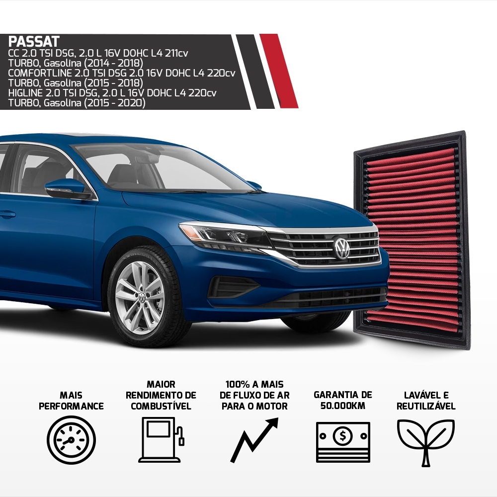 Filtro De Ar Esportivo Inbox Vw/audi 2.0 Tsi 2013 Em Diante