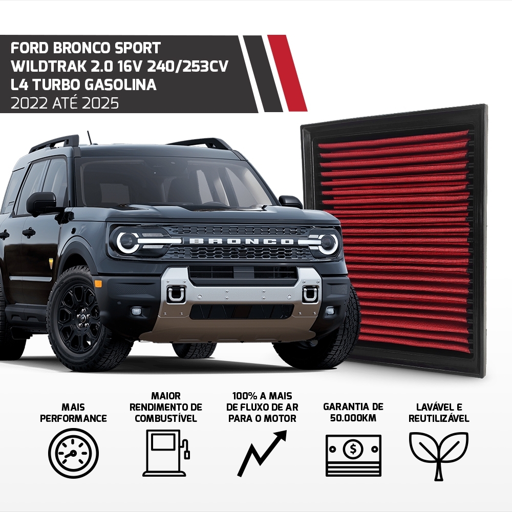 Filtro Esportivo Inbox Ford Bronco Maverick 2.0 2021 A 2025			
