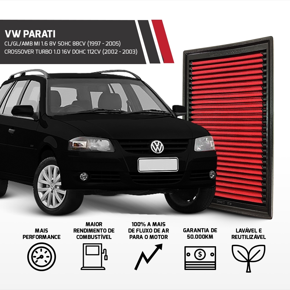 Filtro Esportivo Inbox Vw Gol Saveiro Santana Parati 95-2012