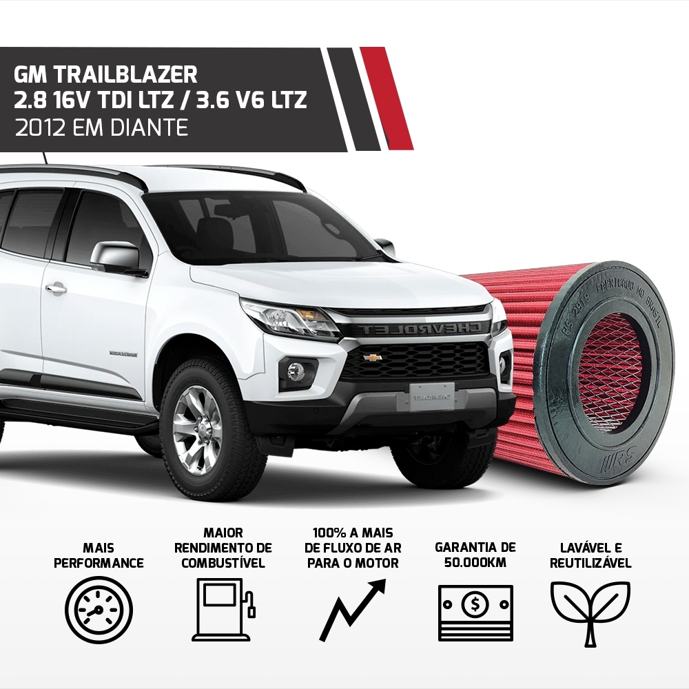 Filtro Esportivo Gm S10 Trailblazer 2.4 2.5 2.8 3.6 2012 +