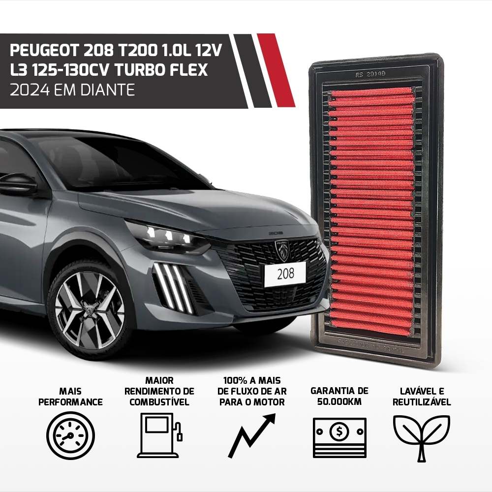 Filtro Esportivo Inbox T200 Peugeot Citroen 2024 Em Diante			