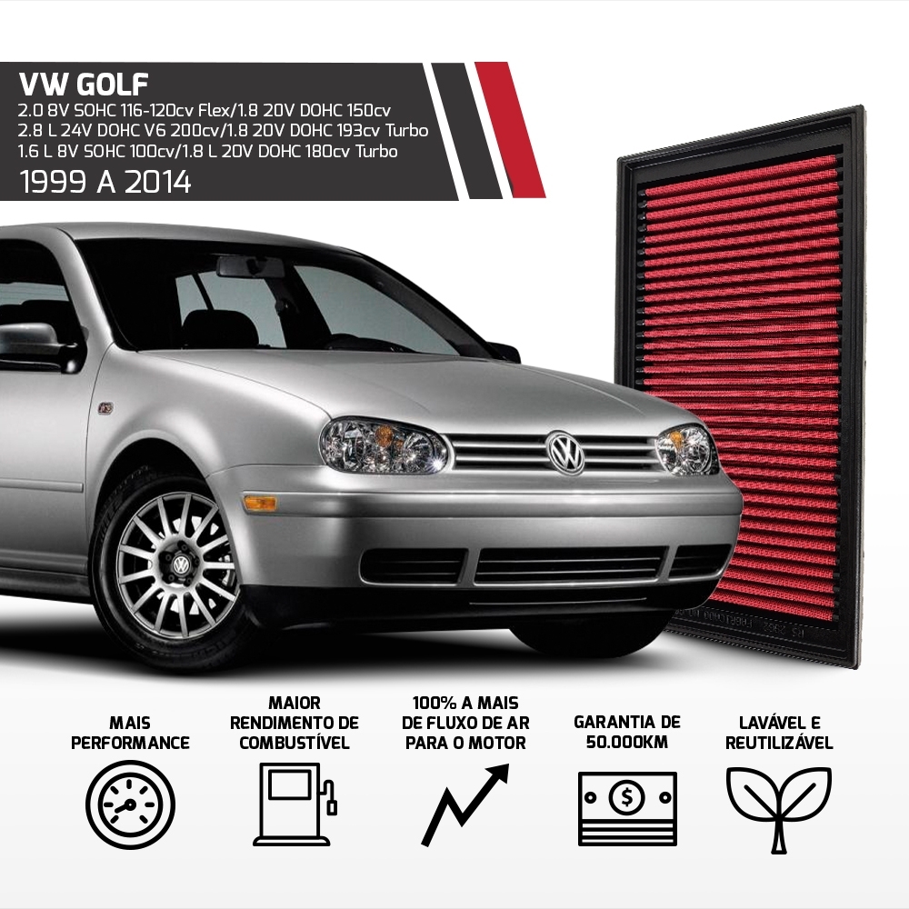 Filtro Esportivo Audi A3 Vw Bora Fusca Golf Polo 1997 A 2014