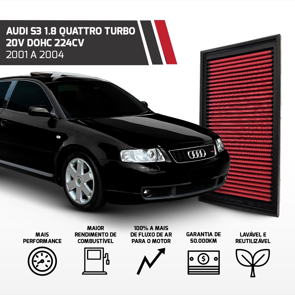 Filtro Esportivo Audi A3 Vw Bora Fusca Golf Polo 1997 A 2014