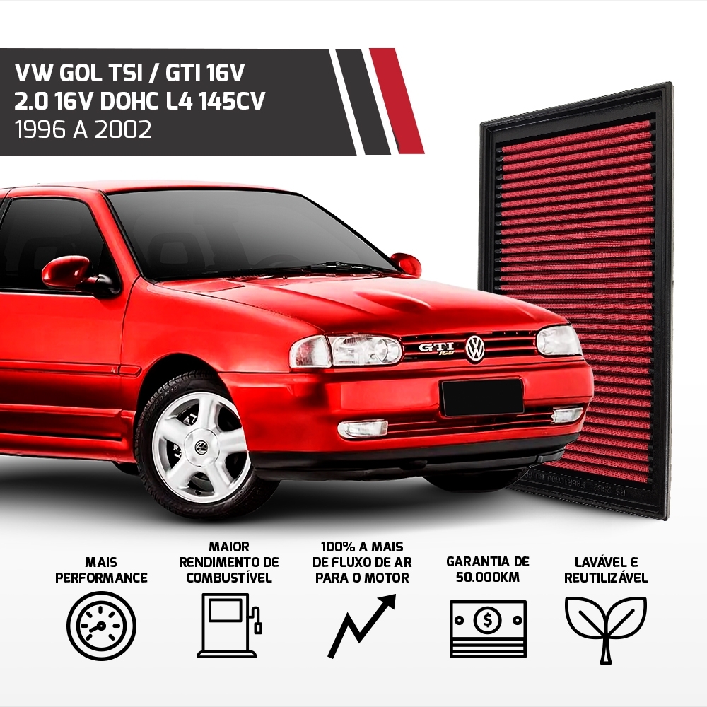 Filtro Esportivo Audi A3 Vw Bora Fusca Golf Polo 1997 A 2014