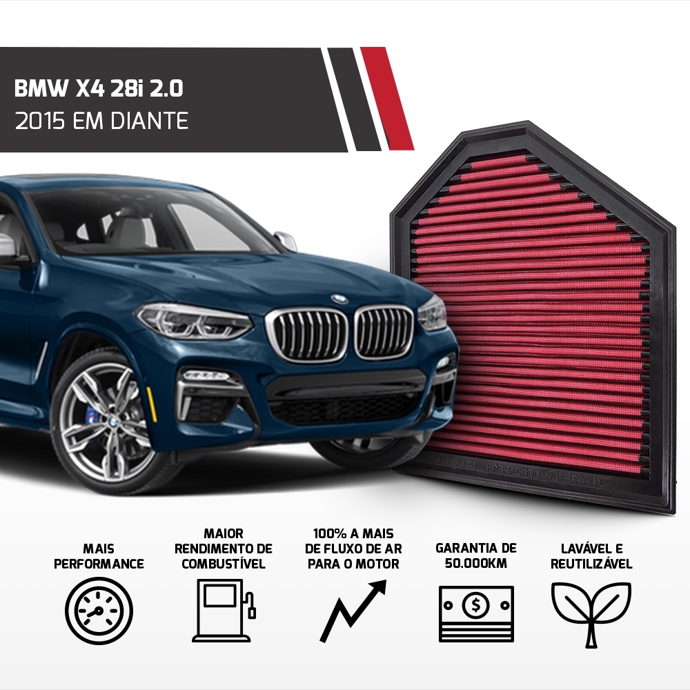 Filtro Esportivo Inbox Bmw X3 (1.6 2.0 3.0) X4 2011 Até 2018