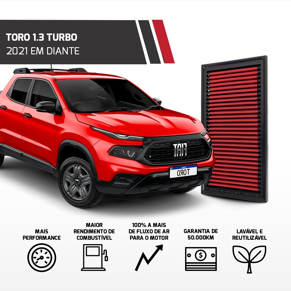 Filtro De Ar Esportivo Rs Filtros Fiat Toro 1.3 Turbo 2021+