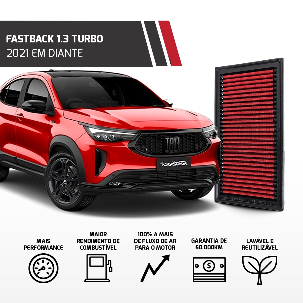 Filtro De Ar Esportivo Rs Filtros Fiat Toro 1.3 Turbo 2021+