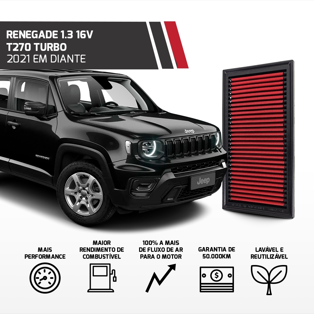 Filtro De Ar Esportivo Rs Filtros Fiat Toro 1.3 Turbo 2021+