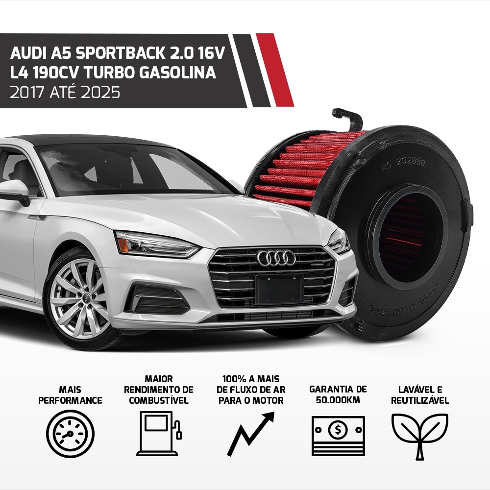 Filtro Esportivo Inbox Audi A4 A5 2.0T 190cv RS4 4.2 13-2020			
