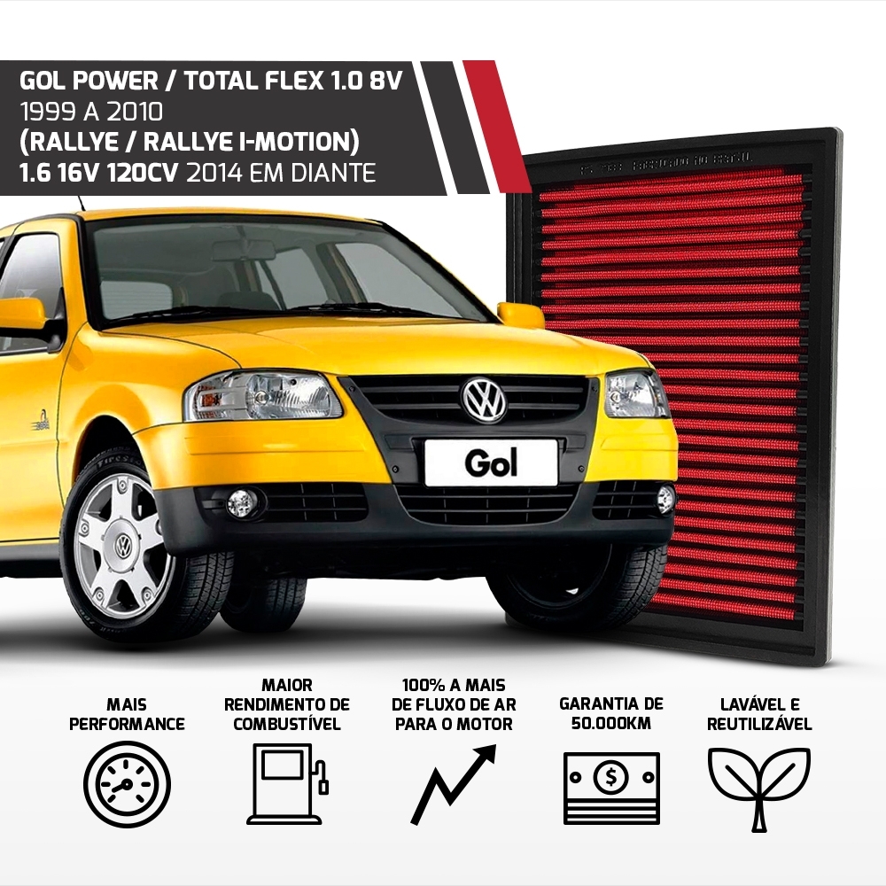 Filtro Esportivo Inbox Vw Gol G2 G4 G5 G6 Voyage Fox 1999 +