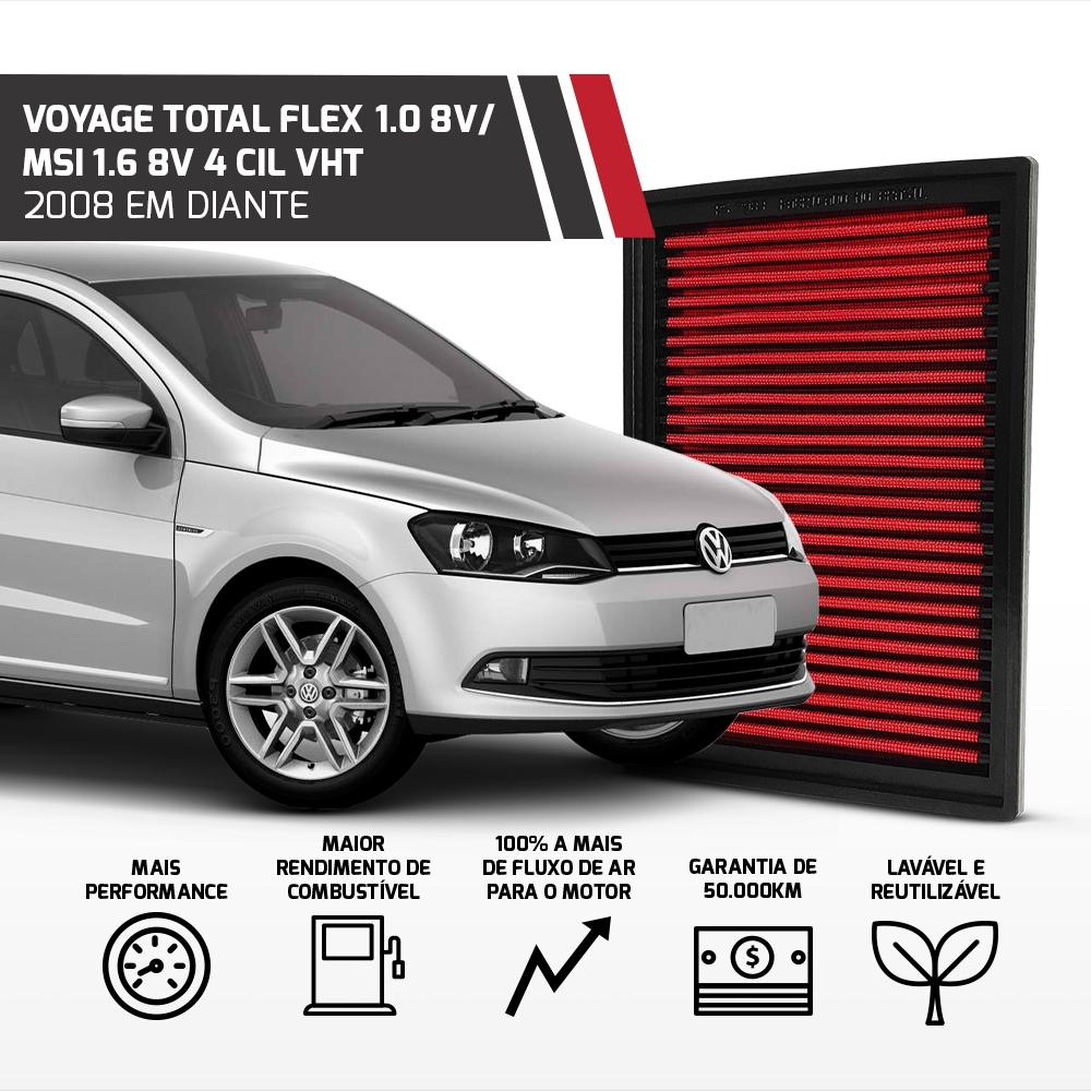 Filtro Esportivo Inbox Vw Gol G2 G4 G5 G6 Voyage Fox 1999 +
