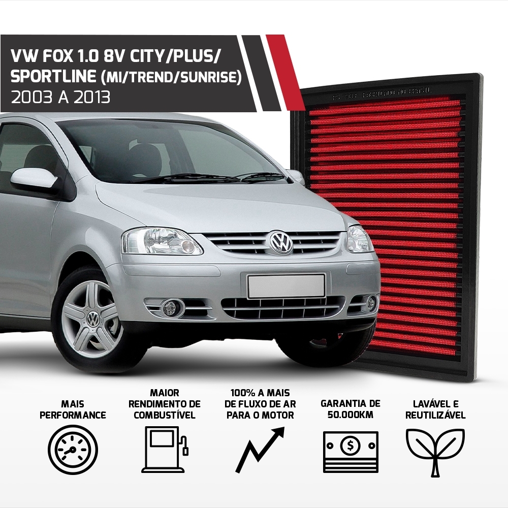 Filtro Esportivo Inbox Vw Gol G2 G4 G5 G6 Voyage Fox 1999 +