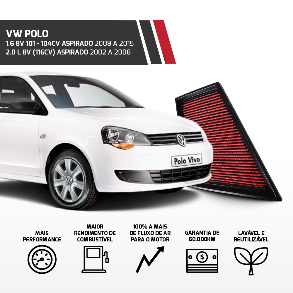 Filtro Esportivo Inbox Vw Gol Polo Voyage Fox 2002 Em Diante