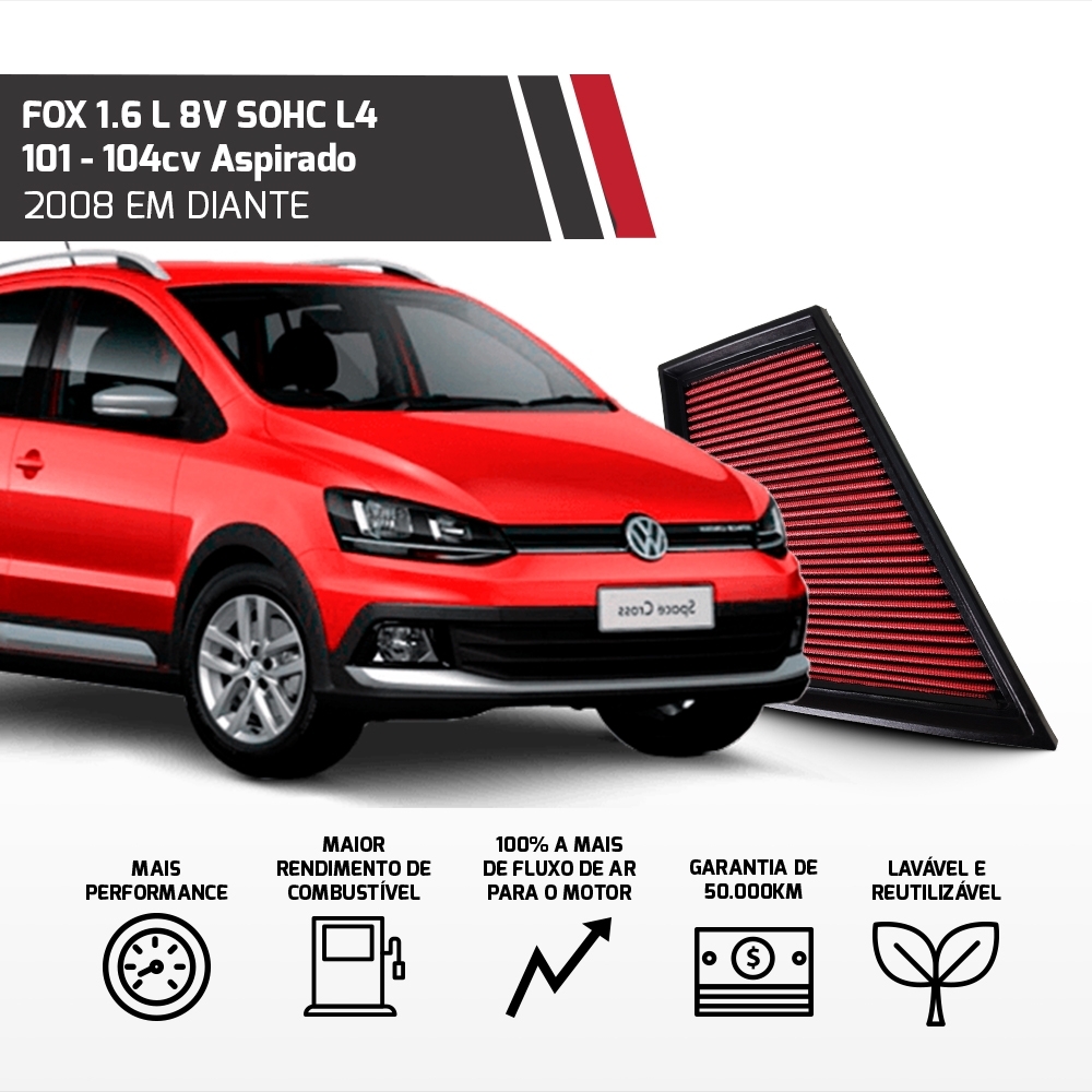 Filtro Esportivo Inbox Vw Gol Polo Voyage Fox 2002 Em Diante