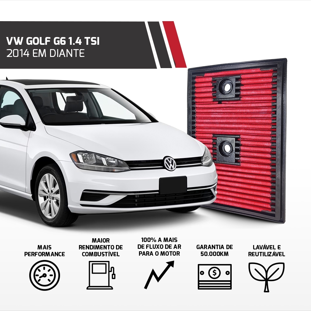 Filtro De Ar Esportivo Vw Tiguan Golf Jetta T-cross Tsi 1.4