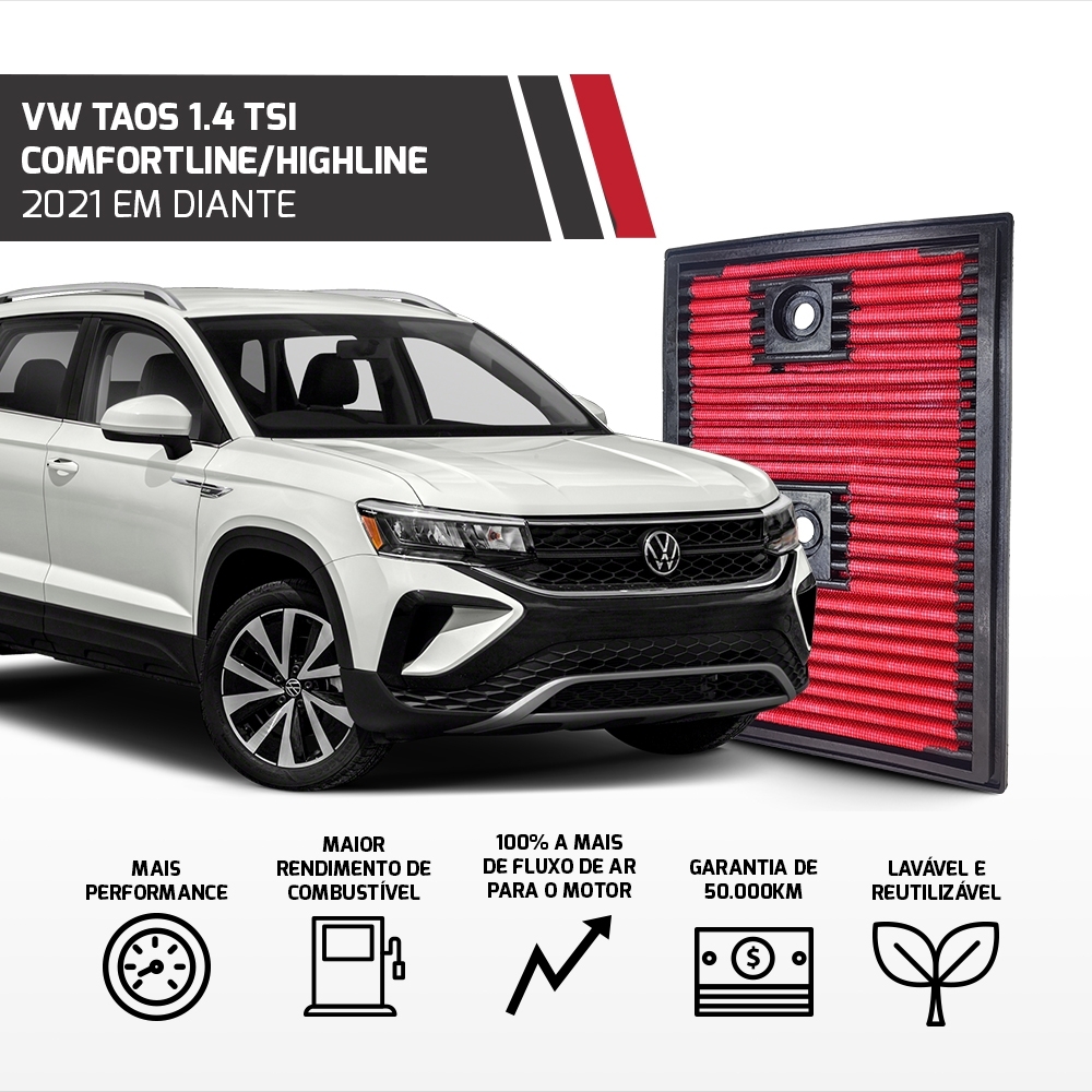 Filtro De Ar Esportivo Vw Tiguan Golf Jetta T-cross Tsi 1.4
