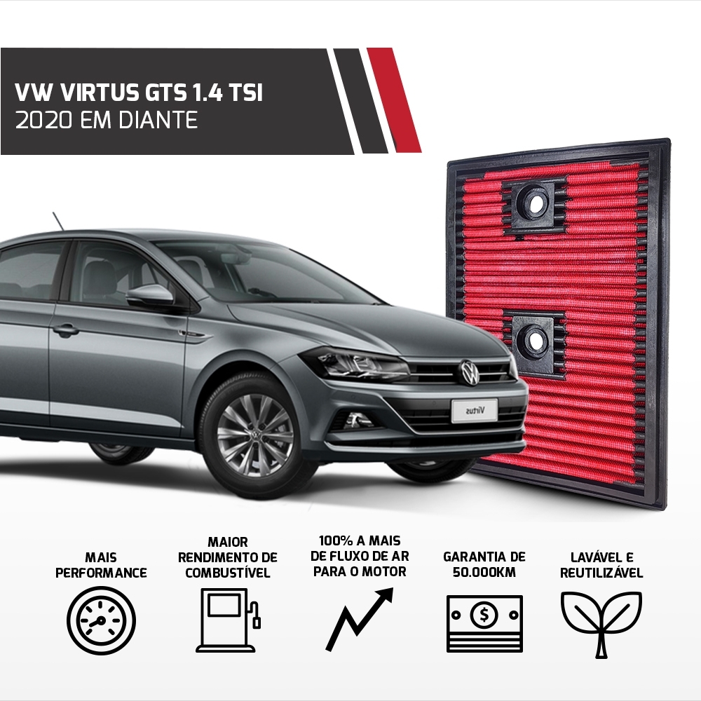 Filtro De Ar Esportivo Vw Tiguan Golf Jetta T-cross Tsi 1.4