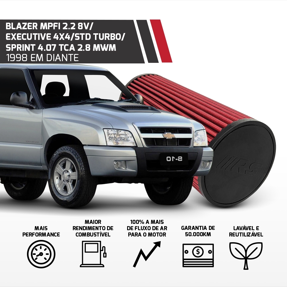 Filtro Esportivo Chevrolet S10 Blazer 1995 Até 2012