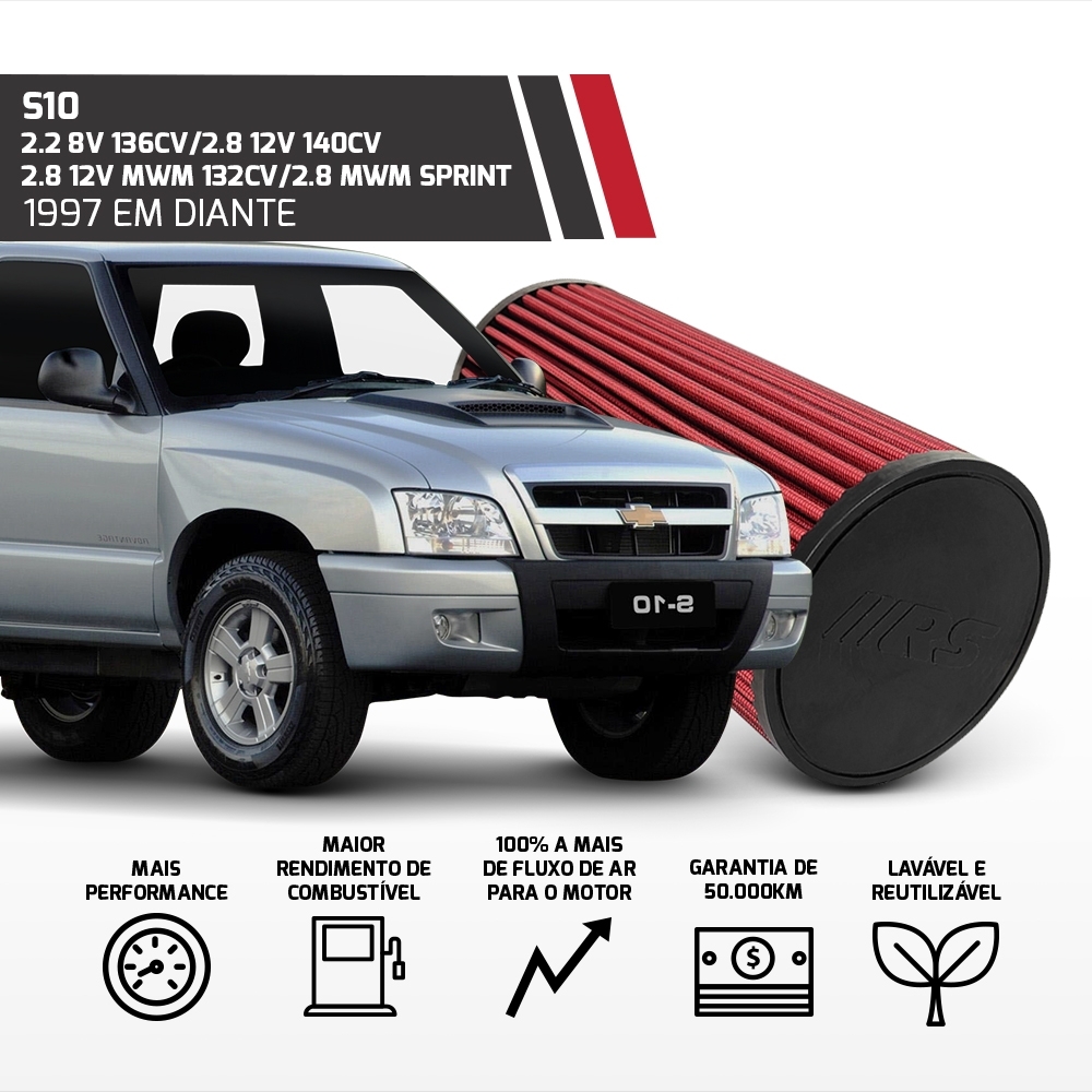 Filtro Esportivo Chevrolet S10 Blazer 1995 Até 2012