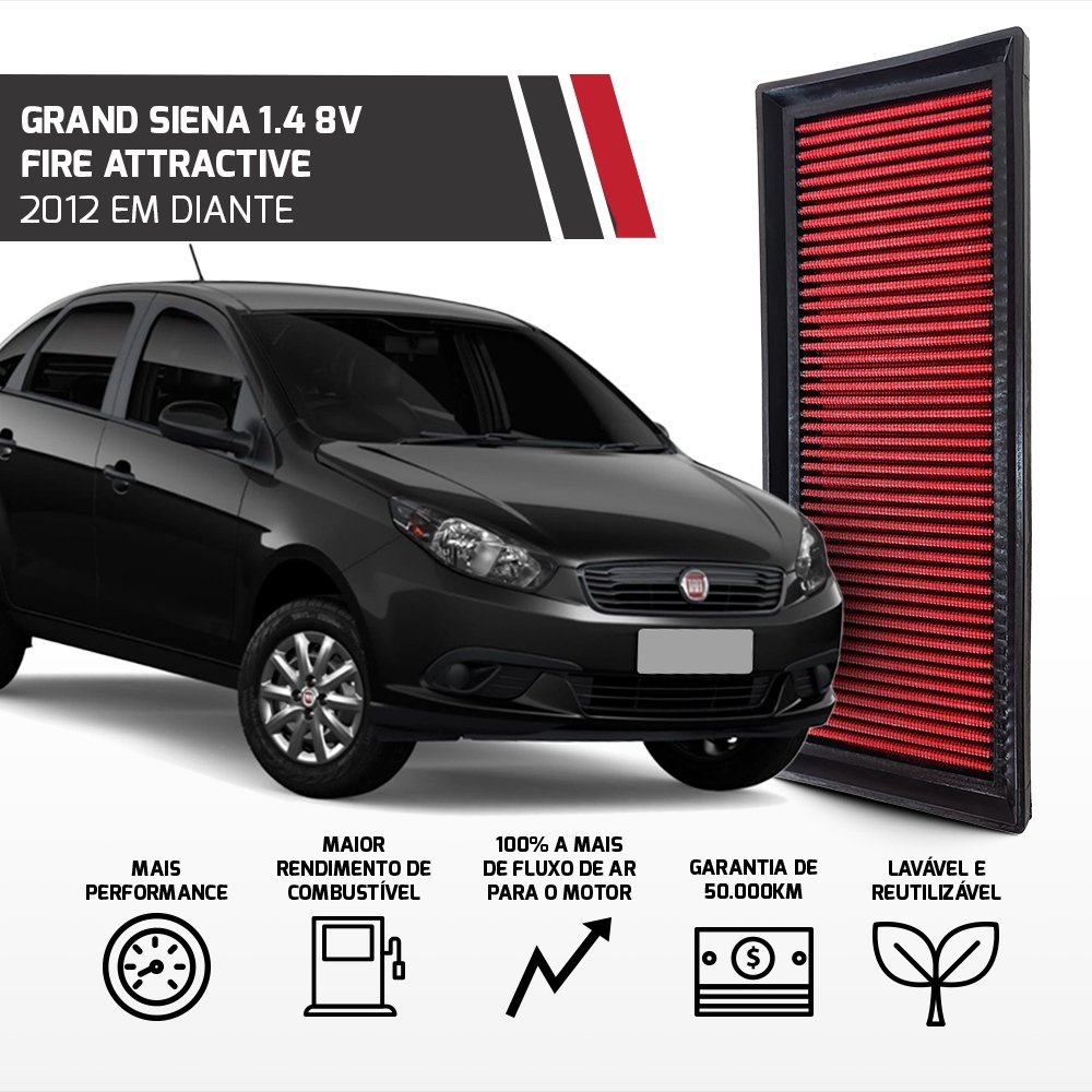 Filtro De Ar Esportivo Inbox Fiat 1.0 1.4 8v 2010 Em Diante