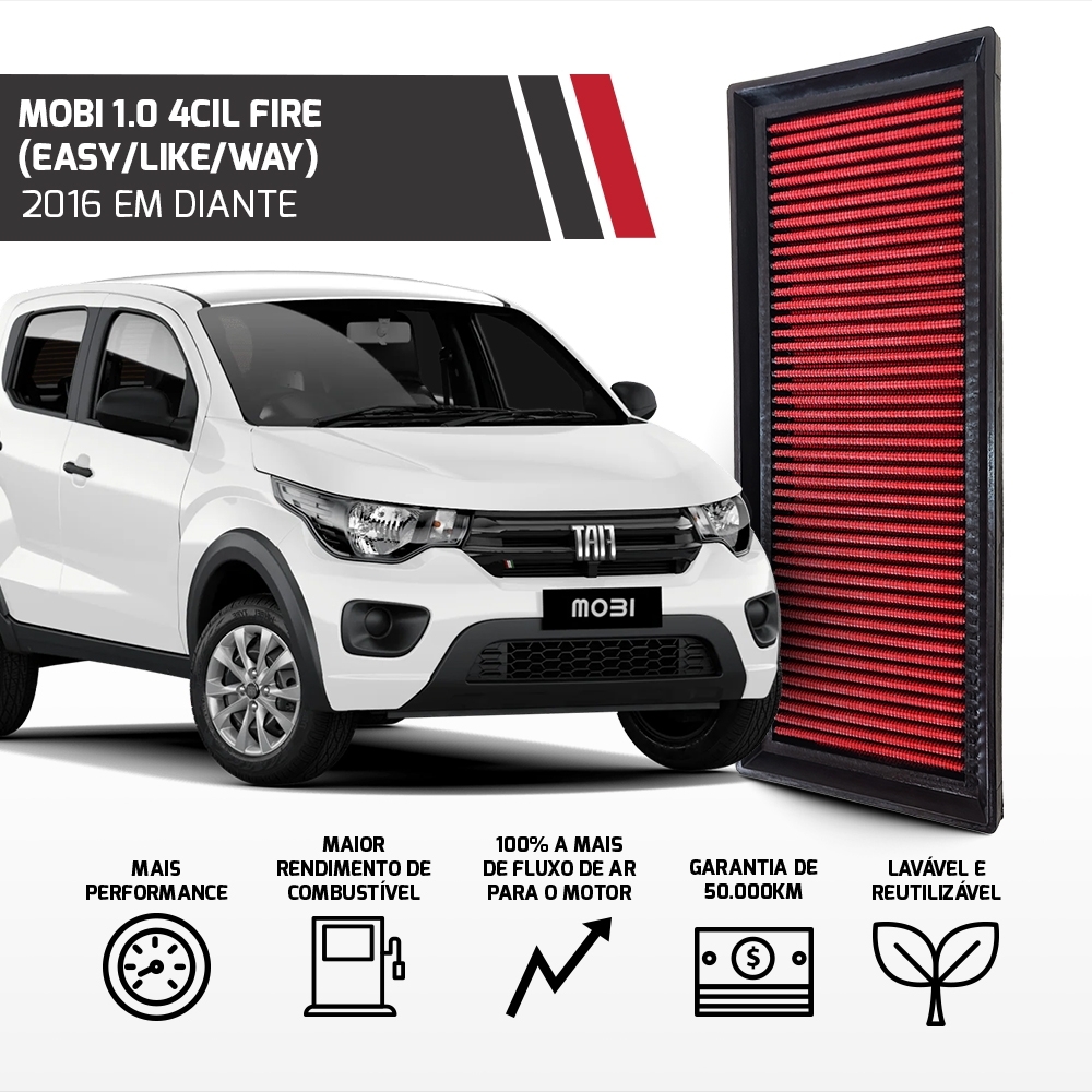 Filtro De Ar Esportivo Inbox Fiat 1.0 1.4 8v 2010 Em Diante