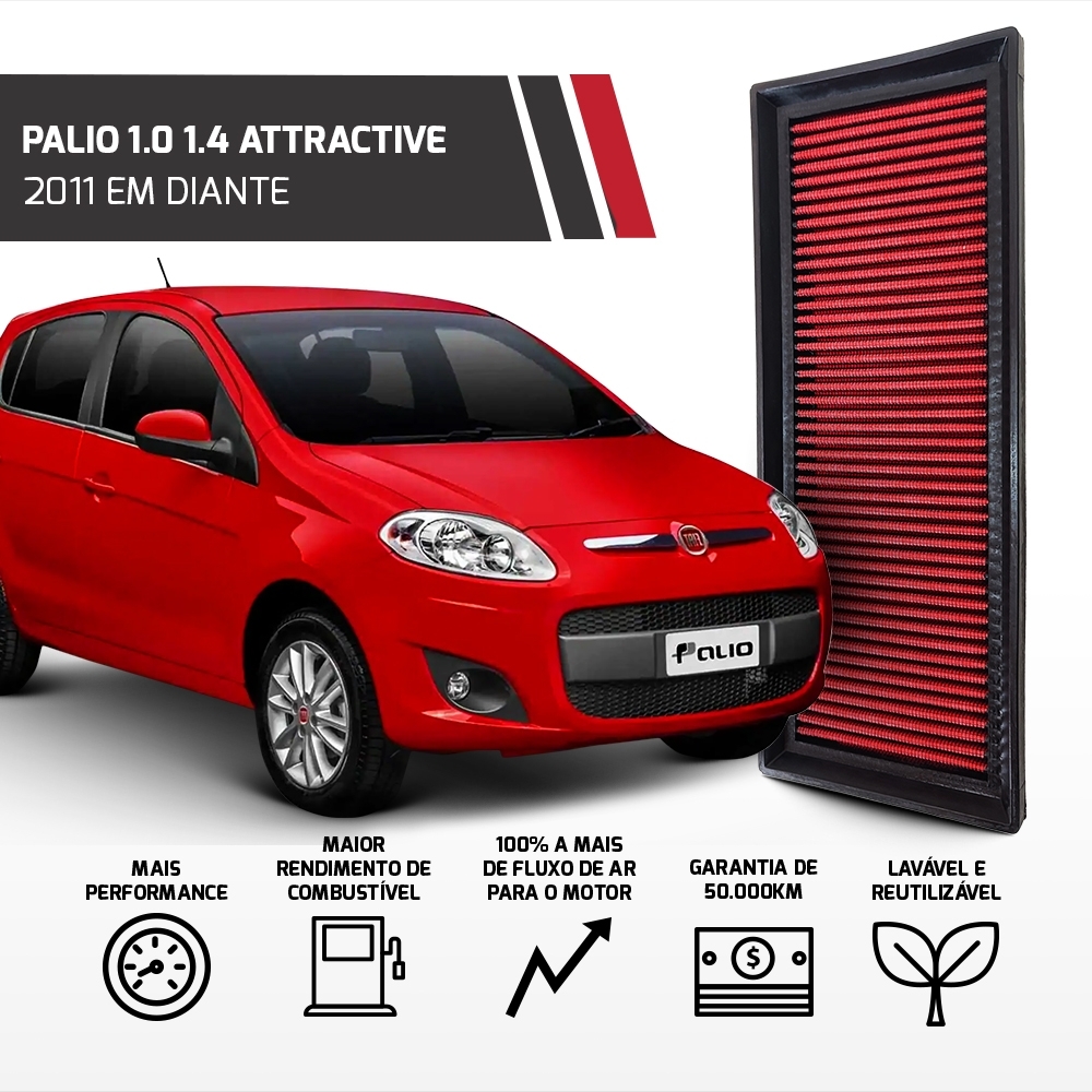 Filtro De Ar Esportivo Inbox Fiat 1.0 1.4 8v 2010 Em Diante
