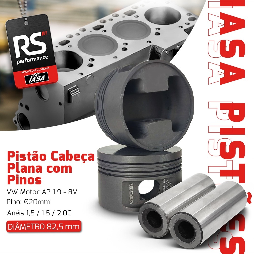 4 Pistão Forjado Plano Iasa Ap 1.9 8v 1000cv + 4 Pinos 20mm