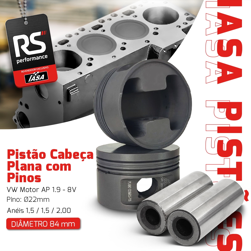 4 Pistão Forjado Plano Iasa Ap 1.9 8v 1000cv + 4 Pinos 22mm